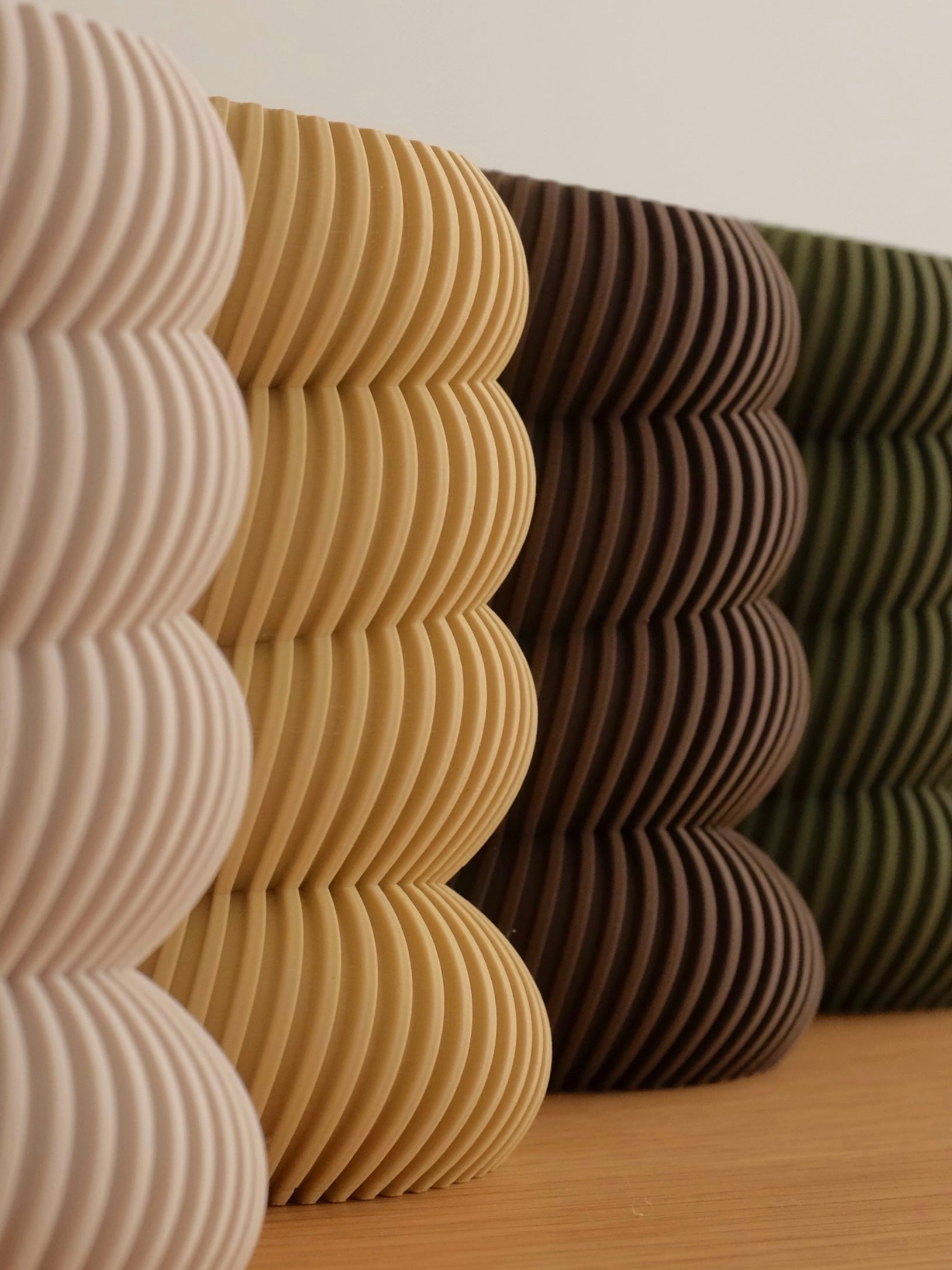 Close-up texture detail of Mono Sabi homeware showing smooth PLA finish and organic curves